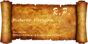 Ruderer Piroska névjegykártya